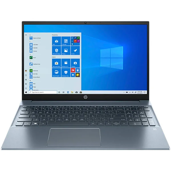 HP Pavilion 15 open, front view, Horizon Blue