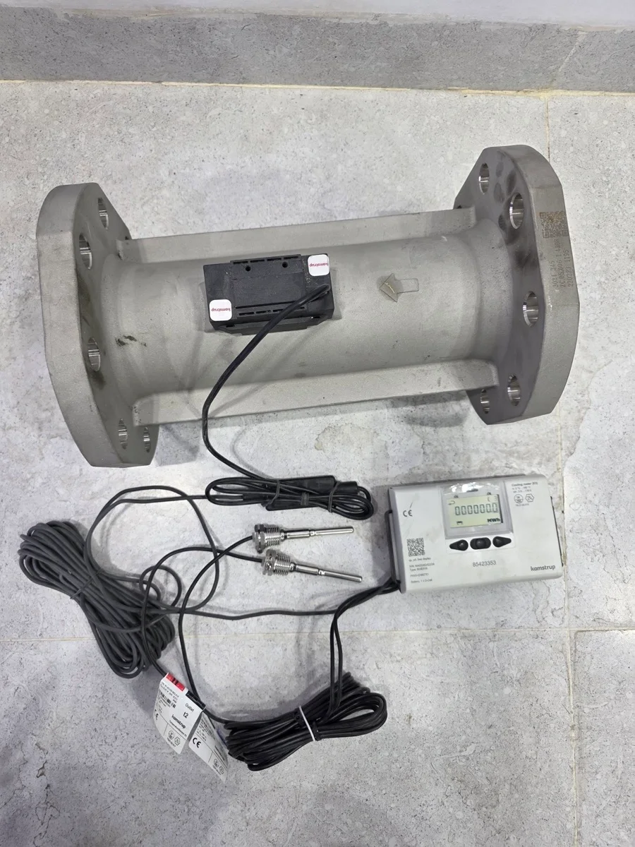 Complete Kamstrup energy meter set: flanged ULTRAFLOW ultrasonic flow tube, MULTICAL 603 calculator and Pt500 sensor pair (seller stock)