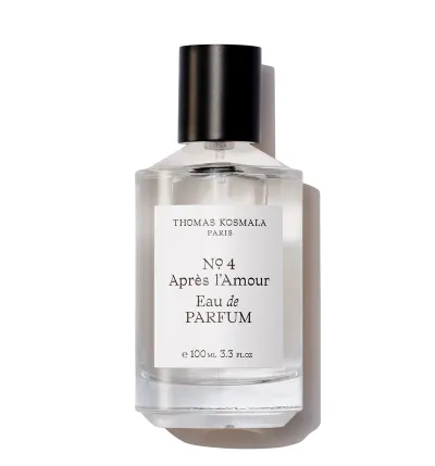 Thomas Kosmala No.4 Après l'Amour cylindrical bottle with black cap and 100 ml label — official brand image