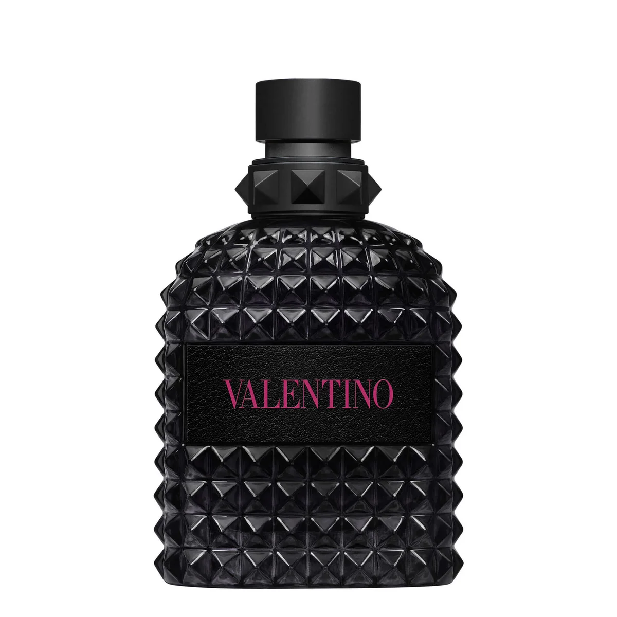 Valentino Uomo Born in Roma Extradose Parfum 100ml bottle in all-black studded glass — official brand image